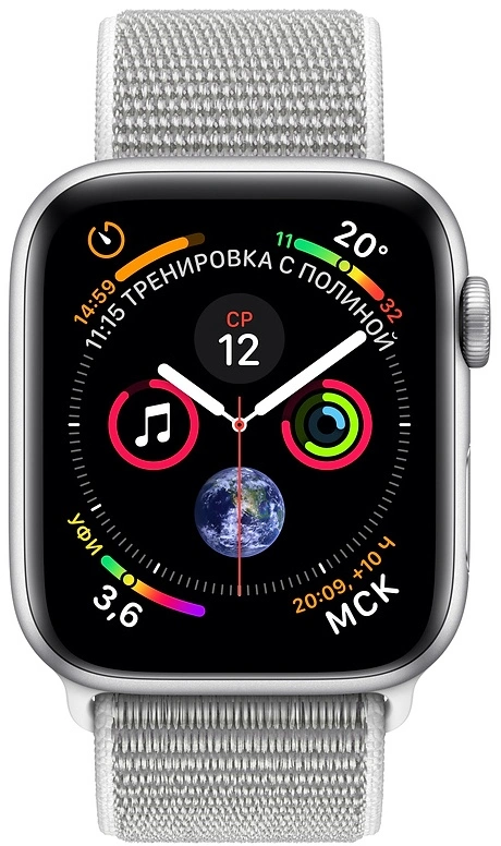Смарт-часы Apple Watch Series 4 44 mm нейлон (серебро) Смарт-часы Apple Watch Series 4 44 mm нейлон (серебро)